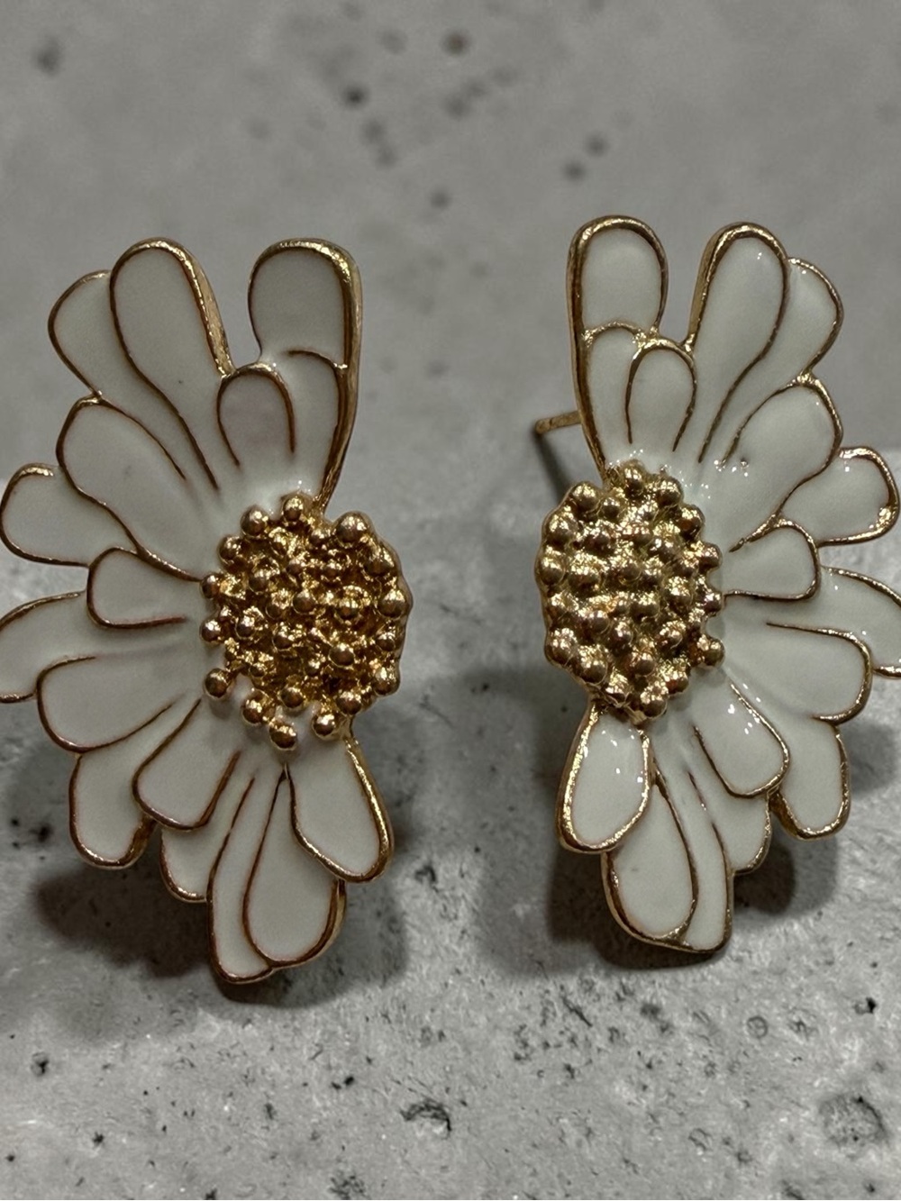 White and Gold Stud Earrings
